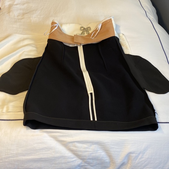 Self-Portrait Black And White Crepe Bow Mini Dress - Picture 11 of 14